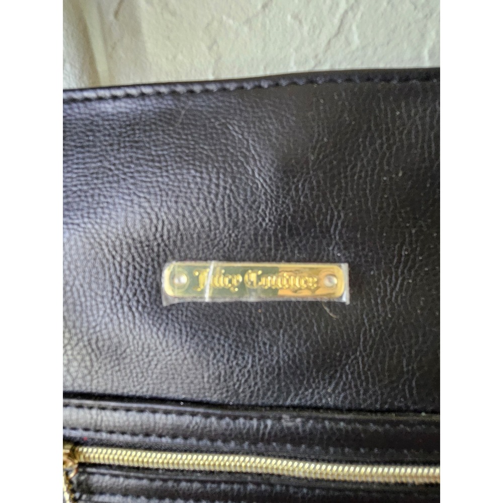 Juicy Couture‎ Black Pink Tote Bag Gold Hardware Zip Pocket Shoulder Bag - Picture 3 of 9